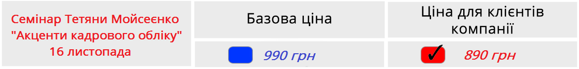 Описание цен на вебинар
