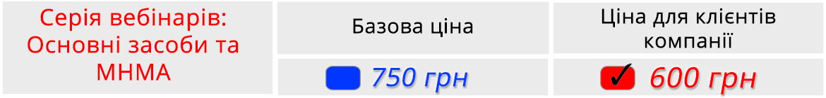 Описание цен на вебинар